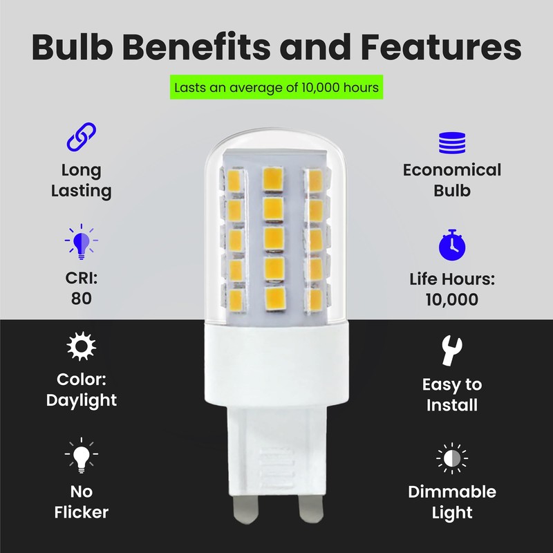 Feit Electric G9 LED Bulb Dimmable 40W Equivalent, 500 Lumens,
