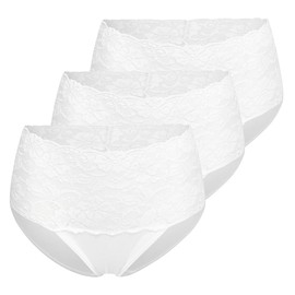 Nina von C. Pack of 3 Women's Fine Cotton Waist Briefs Cotton, White