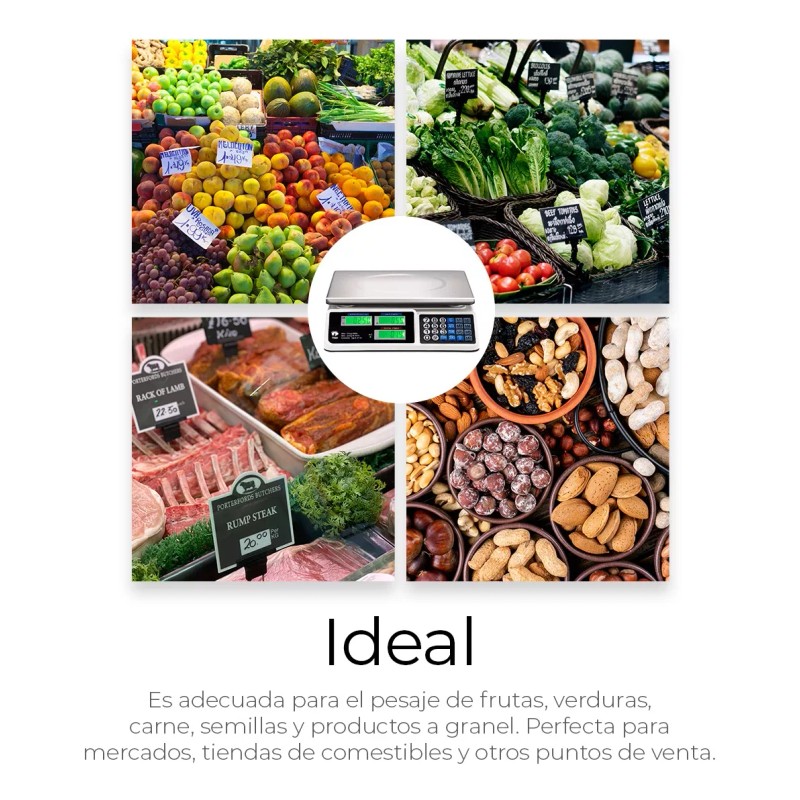 Raganet Bascula Digital 40 Kg Comercial Pantalla Lcd Función Tara