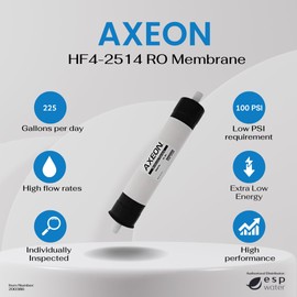 Axeon HF4-2514 RO Membrane – 225 GPD Commercial Reverse Osmosis Element, 2.5 x 14 Inches, Thin Film Membrane, Up to 98% TDS Rejection, Ideal for Light Commercial Systems 200386