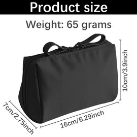 Cisixin Small Makeup Bag, Multicase Cosmetic Bag, Nylon Waterproof Makeup Bag, Wash Bag with Double Zip Opening for Women (Black), black