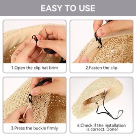 2Pcs Windproof Rope for Hat, Flexible Adjustable Hat Strap Removable Windproof Hat Chin Cord Anti Lost Strap with Clips Hat Chin Cord(White)