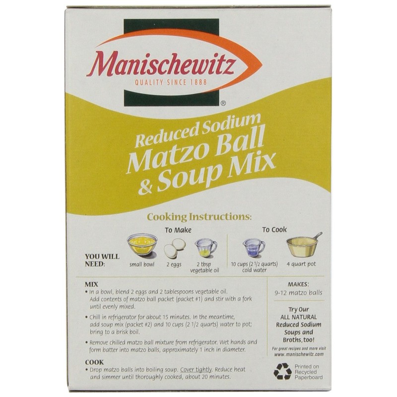 Manischewitz Reduced Sodium Matzo Ball & Soup Mix, 4.5 oz