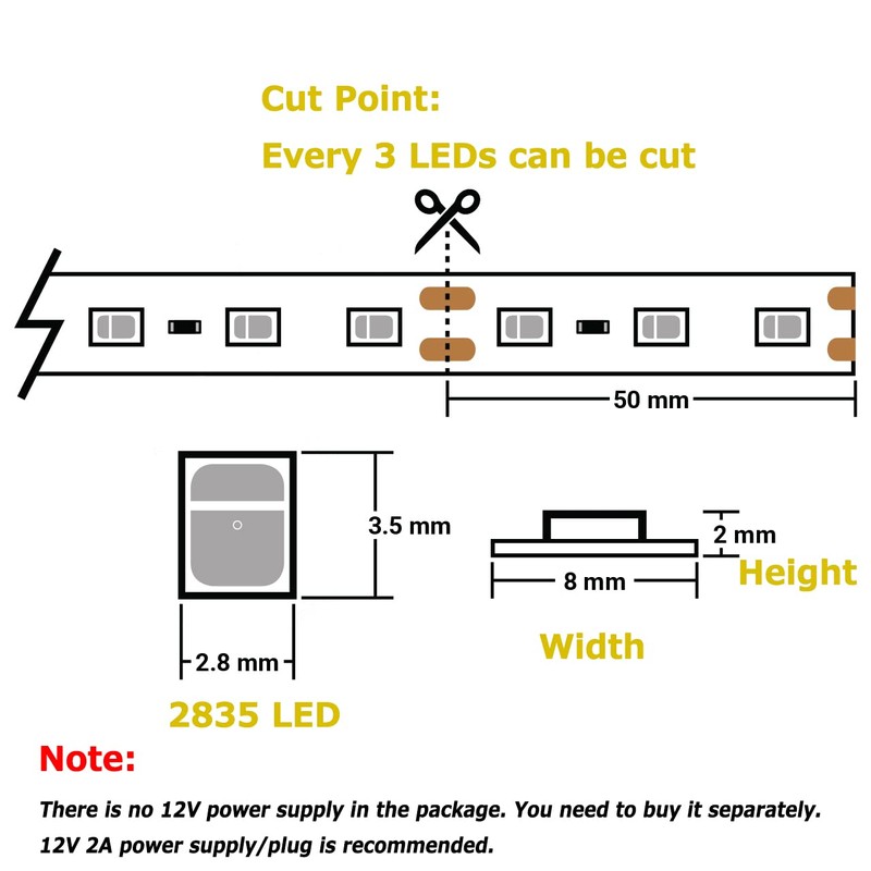 iNextStation Yellow LED Strip Light, 16ft/5M 2835 SMD 300 LEDs