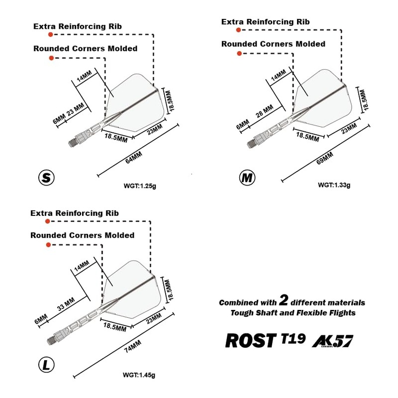 CUESOUL ROST T19 Integrated Shaft Flight Big Wing Shape, Two-tone,