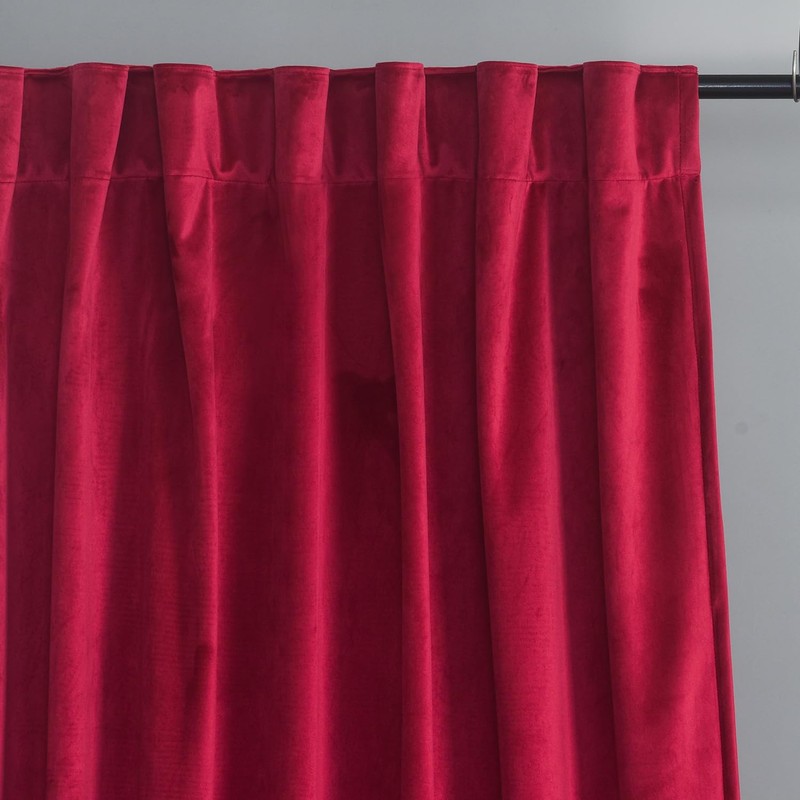 gisewood Red Velvet Curtains 96 Inches Long Back Tab Thermal