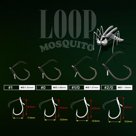 VARIVAS Nogales Worm Hook Loop Mosquito No. 2/0 4 NS Black