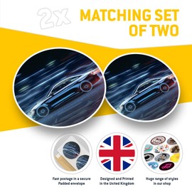 Vinyl Stickers (Set of 2) 25cm - Black Car Driving Racing Concept #16483