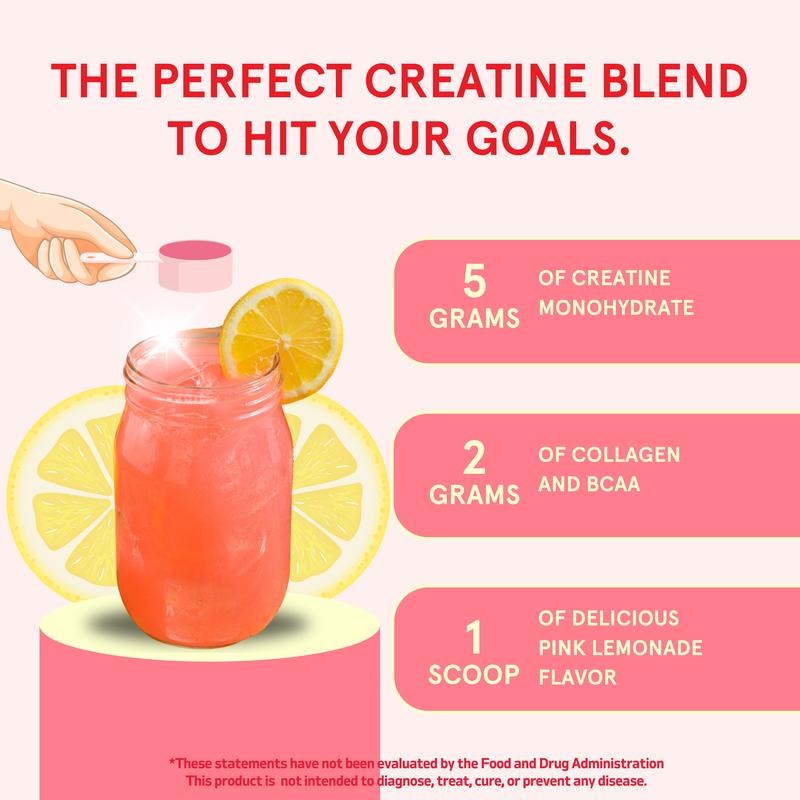 Peach Perfect Creatine Monohydrate Powder, Creatine for Women with Collagen,
