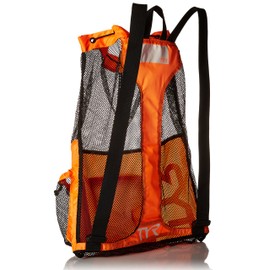 TYR Big Mesh Mummy Backpack For Wet Swimming, Gym, and Workout Gear , Orange