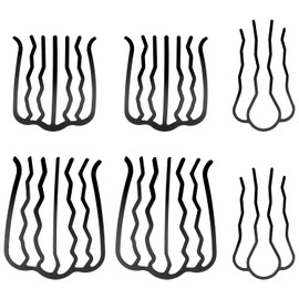 Wellrun 6 PCS Hair Side Combs U Shape Hair Fork Clips,Messy Bun Pin Teeth Hairs Sticks for Women,Vintage Updo Combs for Thick & Fine,French Twist,Hairs Styling Accessories