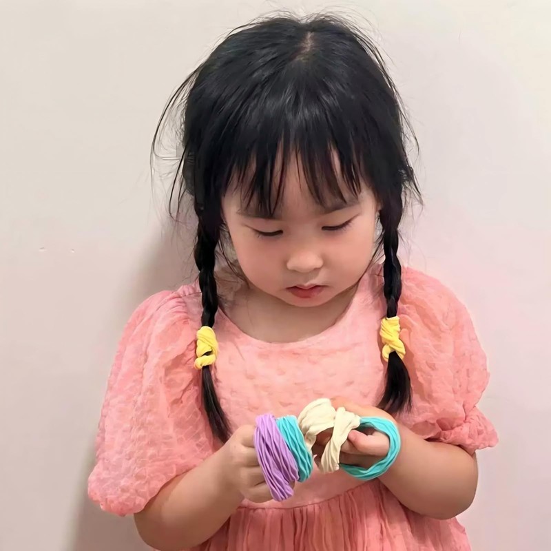 VIPMOFAN 子供用マカロンカラーヘアゴム 10本セット 高弾力 跡がつきにくい 滑り止め ヘアアクセサリー (6# キャンディー色系（10 本/箱）)6#