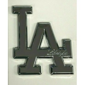 1clickautoacc LOS ANGELES EMBLEM LA Letter "Dodger Style" CHROME ABS STICK ON CAR EMBLEM 4"