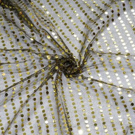1.1Mx1M Gold Black Sequins Fabric Sparkly Shiny Bling Sequin Mesh Material Sequin Dot Fabric for DIY Stage Costume,Performance Costume (Gold Black)