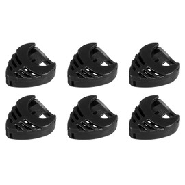 MECCANIXITY Guitar Pick Holder Plastic Heart-Shaped Black for Guitar, Bass, Ukulele with Adhesive Back and Spring Pack of 6
