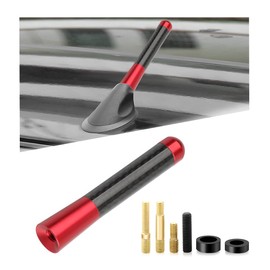 Gasedin Car Short Antenna, 3.14" Carbon Fiber Antennas Replacement with Aluminum Screw, AM/FM Radio Reception Antenna for Most Cars, SUVs and Trucks, Universal Accessories (Red)