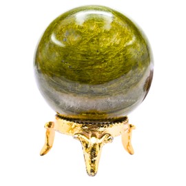 Vesuvianite Crystal Ball with Stand - 1.5" Inches Crystal Sphere Meditation Balls for Witchcraft and Decorative Balls