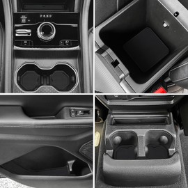 Auovo Center Console Mats Compatible with Grand Cherokee L Accessories 2021 2022 2023 2024 2025 Cup Holder Coasters Pads Door Liners Car Interior Decoration(31pcs/Set, Black)