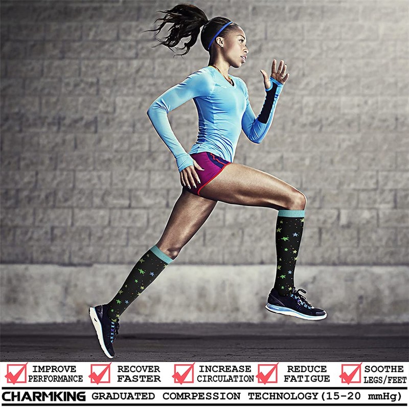 CHARMKING 6 Pairs-Compression Socks for Women & Men Circulation Best