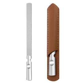 Professional Stainless Steel Double Sided Nail Files for Women and Men, Nail File, Reusable Manicure Files for Natural Nails, Comes with Leather Storage Bag