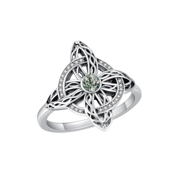 Witch Rings 925 Sterling Silver Moonstone / Moss Agate /
