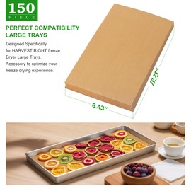 150 PCS Disposable Tray Mats for HARVEST RIGHT Freeze Dryer Large Trays, 19.75×8.43in Parchment Accessory for HARVEST RIGHT Freeze Dryer Machine, Prevent Food Items From Sticking to Freeze Dryer Trays