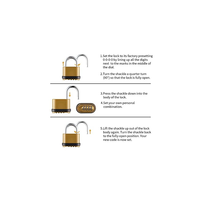 CINCINNO Heavy Duty Weatherproof Combination Lock, 4-Pack Outdoor Combo Lock,Resettable