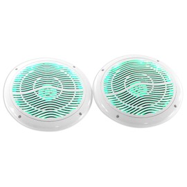 Rockville Pair RMC65LW 600W Peak / 75W RMS 2-Way White Marine Speakers, Multi-Color LED Lighting, Remote Control, Waterproof, Perfect for Boats and Outdoor Audio