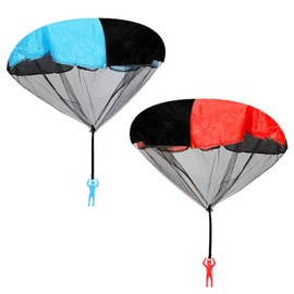 Luckious 2 Pack Parachute Toy Soldiers - Hand-Tossed Army Men for Outdoor Fun - Ideal Paratrooper Flying Toys for Boys and Girls - Perfect Blue and Red
