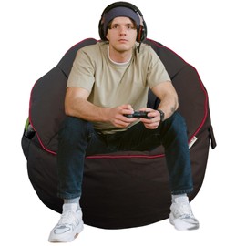 Delmach Gaming Bean Bag Chair - Fun Gaming Sofa - for Adults and Teens - Dorm Chair - Gamer Beanbag with Storage Pocket (Black/Red (Cover ONLY), 3 ft (Upgraded Zipper))