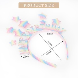 Amariver Birthday Decoration for Women Girls Birthday Hair Band Glitter Rainbow Color Headband Sparkle Stars Headbands Happy Birthday Head Band Birthday Hair Accessories for Women Girls