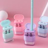 4 PCS Manual Pencil Sharpener with Eraser, Double Hole Multicolored