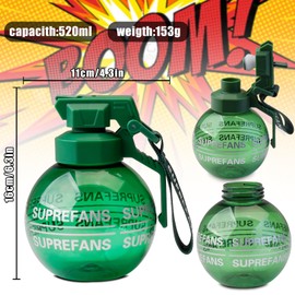 LUCYLANKER Grenade Coffee Cup, Sports Water Cup, Suitable for Fitness Enthusiasts, Outdoor Sports Enthusiasts, Holiday Gifts for Men and Women, 520 ml (Green)