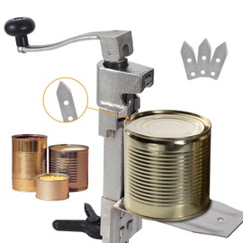 Manual Table Can Opener for Cans Up to 15.7”/40cm, Heavy-Duty Commercial Countertop Can Opener with Stainless Steel Blade and 3 Extra Blades, Durable Cast Iron Construction