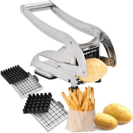 French Fry Cutter Potato Slicer, Stainless Steel French Fries Slicer Potato Chipper Chip Cutter Chopper Maker Vegetable and Potato Slicer for Potatoes Carrots Cucumbers