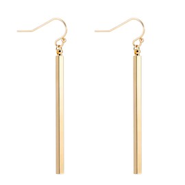Minimal Long Bar Earrings 18k Gold Drop Line Dangle Geometric Jewelry for Women