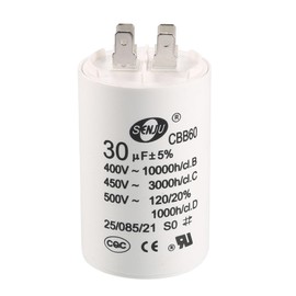 uxcell CBB60 Run Capacitor 30uF 450V AC Double Insert 50/60Hz Cylinder 70x45mm White for Air Compressor Water Pump Motor