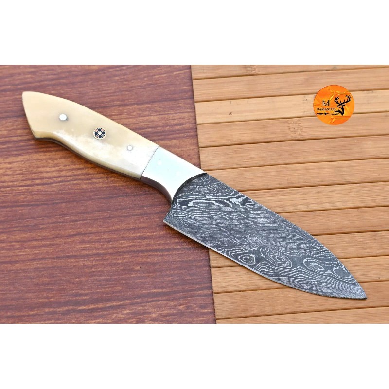 M DAMASCUS CUSTOM HANDMADE FORGED DAMASCUS STEEL CHEF STEAK KNIFE