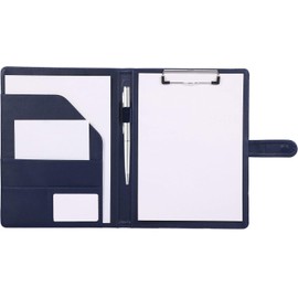 Padfolio Clipboard Folder,A4 Faux Leather Portfolio with Pen Holder & Organizer Pockets for Business, School and Meeting (Blue)