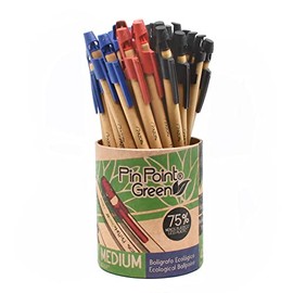 Azor Bolígrafos Ecológicos A Base De Agave, 45 Piezas, Punto Mediano 1mm, PinPoint Green 301.6860BCS