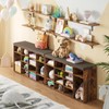 DINZI LVJ Shoe Storage Bench with Cushion, 14-Cubby Shoe Rack,