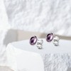 Orovi Violet Purple Amethyst Crystal Silver Stud Earrings - 4