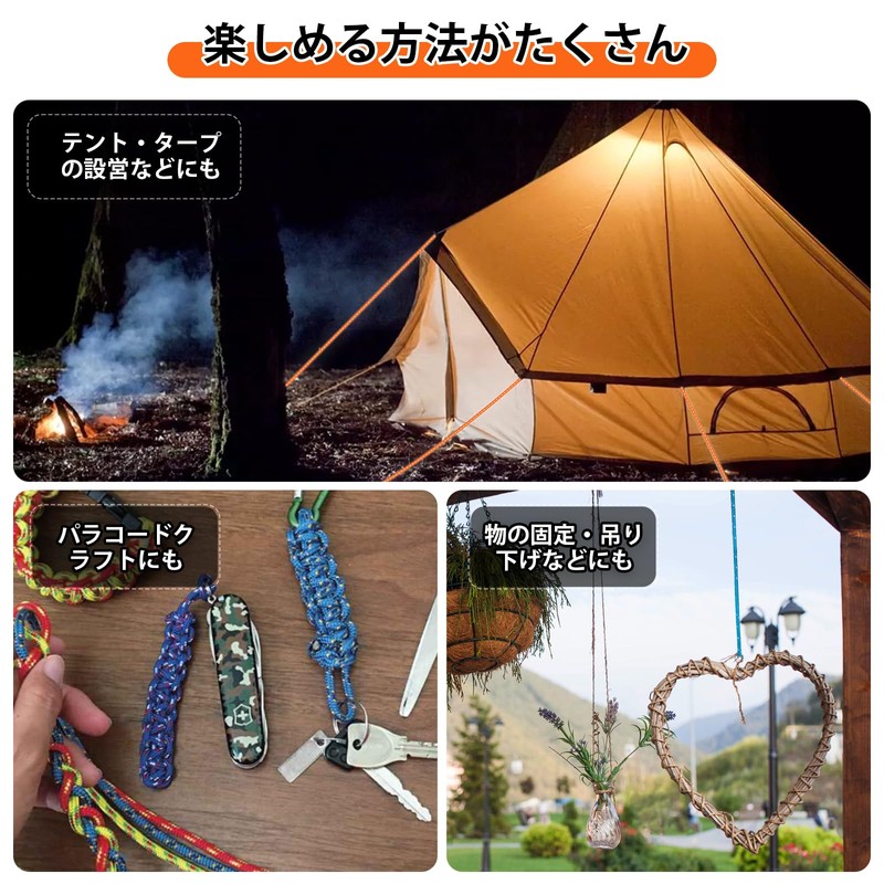 DANOFY Paracord Guy Rope, 0.2 inch (4 mm), Reflective Tent