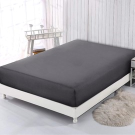 AL NOOR HOME Premium Charcoal Fitted Sheet - 100% Pure Egyptian Cotton with 300 TC - Hotel Quality 30cm Deep Double Fitted Bed Sheet