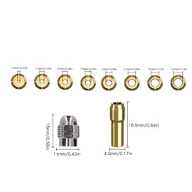 Drill Chuck Collet Set 1/in To 1/8in Rotary Tool Keyless Chuck Adapter with 8 Sizes of Brass Collet and Nut for Dremel