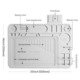 SainSmart Silicone Soldering Mat Premium Heat Resistant 932°F, 20 x 14 Inch Large Magnetic Anti-Static Mat with Wrist Strap, ESD Safe Electronics Work Mat for Computer Cell Phone Laptop Repair