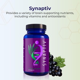 Youngevity Synaptiv™ Brain Support - 12in1 - Ginkgo, Huperzine, Bacopa, Quercetin and More - with Potent Antioxidant Blend + Vitamins - 60 Tablets (Pack of 1)