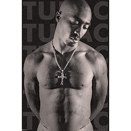 Tupac Posters 2Pac Poster Shirtless Photo with Tattoos 90s Hip Hop Rapper Posters for Room Aesthetic Mid 90s 2Pac Memorabilia Rap Posters Merchandise Merch Laminated Dry Erase Wall Poster 12x18