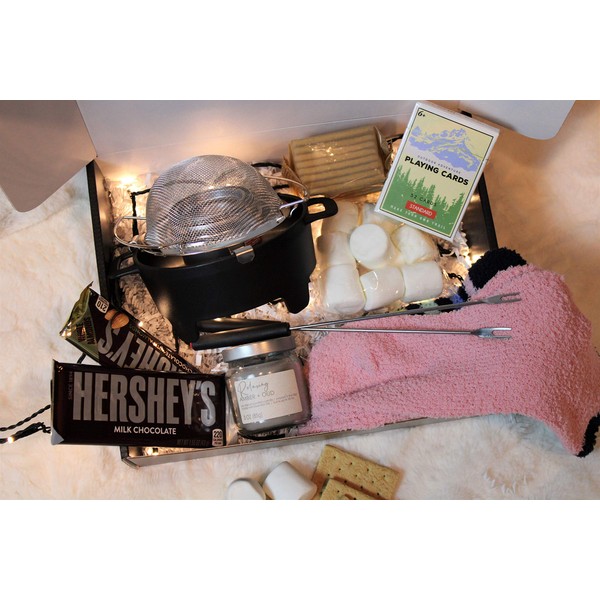 Camp Date Night Box for Two with S'more Maker, Cozy Socks, Playing Cards and More