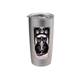 Gemini Tarot Card Black Cat | Mystical Zodiac Twin Flame Stainless Steel Insulated Tumbler